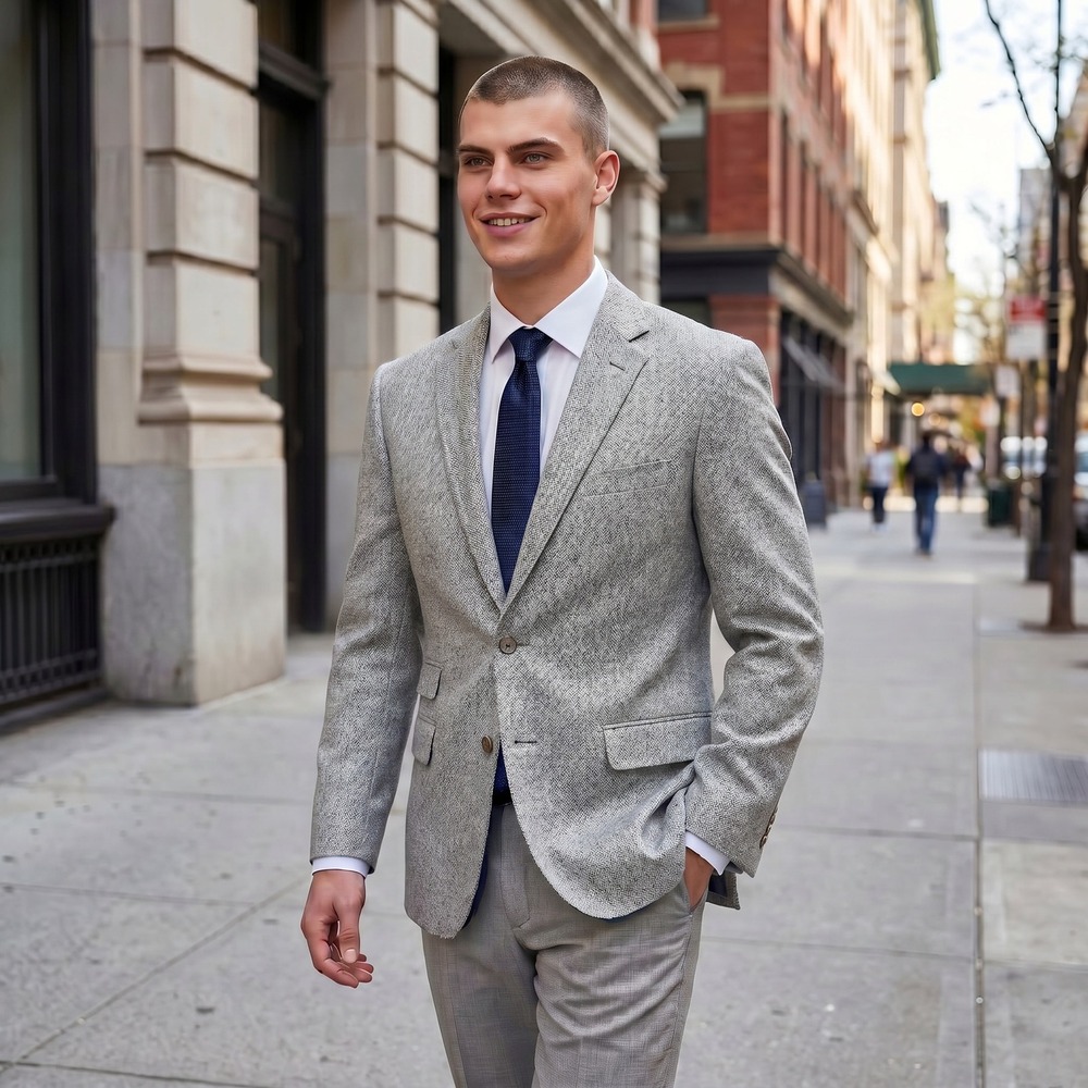 J.Crew Thompson Blazer Mens 42R Light Gray Wool Blend Coats Jacket Ticket Pocket